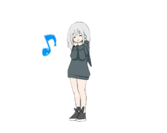 動くパーカーの女の子(銀髪)